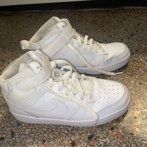 Gently used - Nike Court Borough Mid 2 'Triple White'